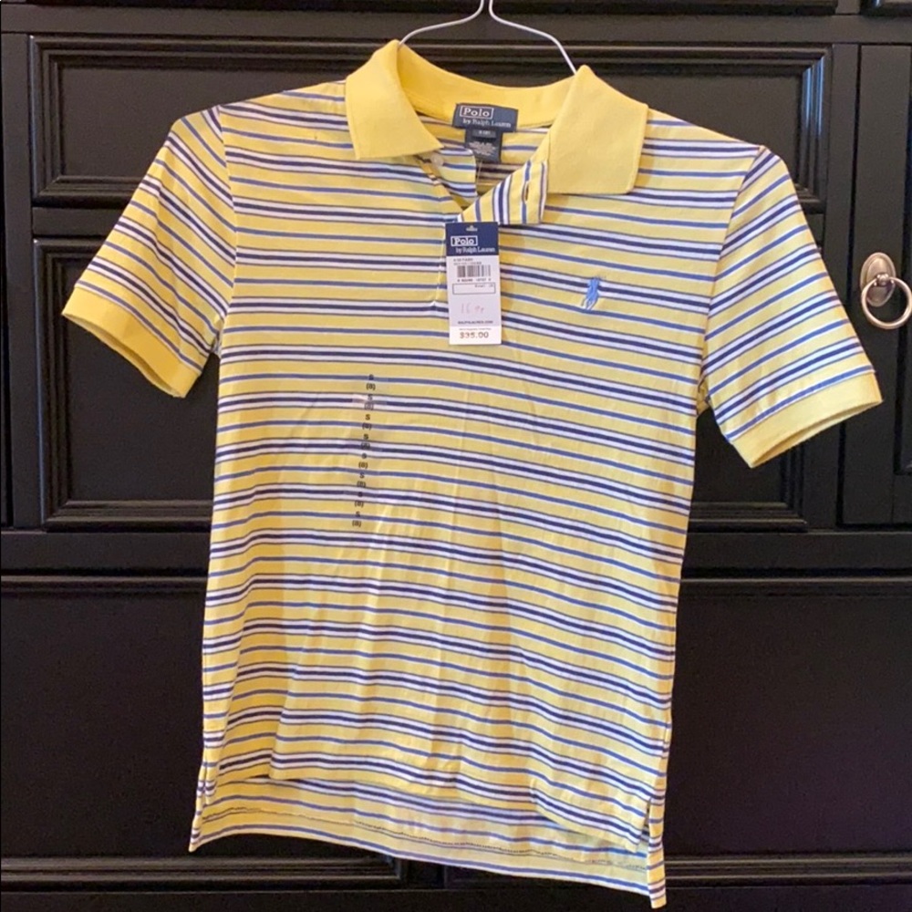 Polo Ralph Lauren Boys small 8 yellow blue button
